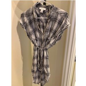 Button up plaid maternity top